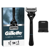 Gillette Body and Intimate Razor for Men, Designed For Pubic Hair, 1 Razor Handle, 1 Blade Refill