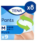 TENA Plus Unisex Incontinence Pants - Medium - 8 packs of 9 bundle