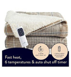 Dreamland Naptime Warming Sherpa Blanket Beige Tartan Check 180X135 Cm