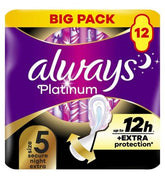Always Platinum Secure Night Extra (Size 5) Sanitary Towels With Wings 12 Pads