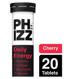 Phizz Cherry + Caffeine Boost 3-in-1 Hydration, Electrolytes and Vitamins Effervescent Tablets - 20 Tablets