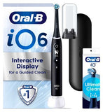 Oral-B iO6 Electric Toothbrush - Black Lava + iO™ Ultimate Clean Black Replacement Electric Toothbrush Heads 4 Pack Bundle