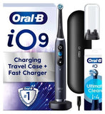 Oral-B iO9™ Electric Toothbrush - Black Onyx + iO™ Ultimate Clean Black Replacement Electric Toothbrush Heads 4 Pack Bundle