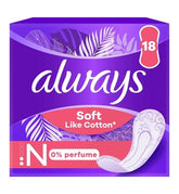 Always Soft Like Cotton Normal Panty Liners, 0% Perfume, 18 Count