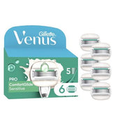 Gillette Venus Razor Blades, PRO ComfortGlide Sensitive 5 Blade Women’s Razor Blades X6