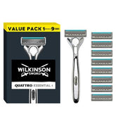 WILKINSON SWORD - Quattro Titanium For Men | Sensitive Comfort | Razor Handle + 9 Blade Refills