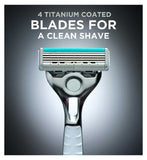 WILKINSON SWORD - Quattro Titanium For Men | Sensitive Comfort | Razor Handle + 9 Blade Refills