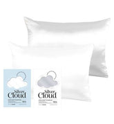 Silver Cloud White & Silver Satin Pillowcase Set