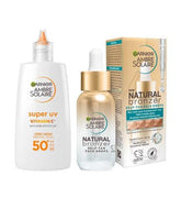 Garnier Glow & Protect Duo: Natural Bronzer Self-Tan Drops (30ml) & Ambre Solaire Vitamin C Facial SPF50+ Fluid (40ml) Bundle