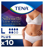 TENA Silhouette Incontinence Pants Plus Large Low Waist White 10s