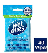 Wet Ones Be Fresh Biodegradable Antibacterial Hand Wipes, 40 Pack