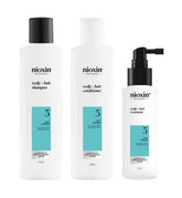 Nioxin Scalp + Hair Thickening System 3 for Coloured, dry and damaged hair Treated Hair with Light Thinning, Trial Kit