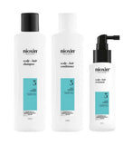 Nioxin Scalp + Hair Thickening System 3 for Coloured, dry and damaged hair Treated Hair with Light Thinning, Trial Kit