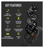 Reflex Active Series 44 Black Silicone Amoled GPS Sports Smart Calling Watch