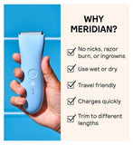 MERIDIAN Trimmer Premium - Sky, Electric Body Hair, Pubic Hair & Bikini Trimmer for Men & Women