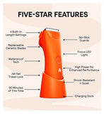 MERIDIAN Trimmer Plus - Blaze, Electric Body Hair, Pubic & Bikini Trimmer for Men & Women