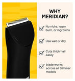 MERIDIAN Body Hair Trimmer Signature Ceramic Blade, Single Replacement Blade, Onyx