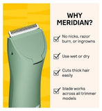 MERIDIAN Body Hair Trimmer Signature Ceramic Blade, Single Replacement Blade, Sage