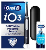 Oral-B iO3 Electric Toothbrush - Black + iO™ Ultimate Clean Black Replacement Electric Toothbrush Heads 4 Pack Bundle