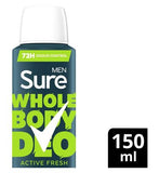Sure Men Active Fresh 72hr Whole Body Deodorant Spray 150ml