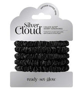 Silver Cloud Black Skinny Satin Scrunchies 5 Pack