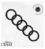 Silver Cloud Black Skinny Satin Scrunchies 5 Pack