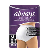 Always Discreet Maximum Protection Underwear Incontinence Pants Women Medium x8