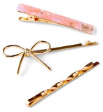 Boots Bow Metal Hair Grip x 3