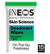 INEOS Skin Science Geranium + Mint Deodorant Body Wipes - 15 Pack