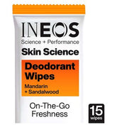INEOS Skin Science Mandarin + Sandalwood Deodorant Body Wipes - 15 Pack