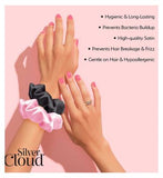 Silver Cloud Mixed Satin Scrunchies Four Pack