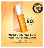 Olay Vitamin C Brighten & Glow 3in1 Moisturiser Face Fluid SPF50+ Hydrating Primer 50ml