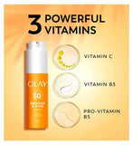 Olay Vitamin C Brighten & Glow 3in1 Moisturiser Face Fluid SPF50+ Hydrating Primer 50ml