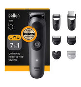 Braun All-in-One Kit Series 5, 7in1 Grooming, Sharp Blade, Body Trim, AIO5520, Grey