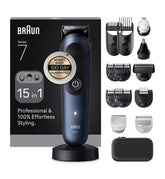 Braun All-in-One Series 7, 15in1 Grooming Kit, ProBlade, AutoSense, AIO7580, Blue