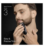 Braun Beard Trimmer Series 3, +2 Styling Tools, 20 Lengths, Sharp Blade, BT3500, Black