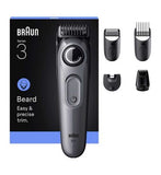 Braun Beard Trimmer Series 3, +5 Styling Tools, 40 Lengths, Sharp Blade, BT3560, Grey