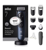 Braun Beard Trimmer Series 7, +10 Barbering Tools, 40 Lengths, ProBlade, BT7540, Blue