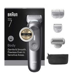 Braun Body Groomer Series 7, +6 Grooming Tools, Trim & Shave, Waterproof, BG7550, Grey
