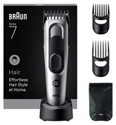 Braun Hair Clipper Series 7, +5 Styling Tools, Lifetime Sharp Blade, 17 Lengths, HC7590, Grey