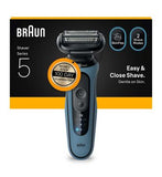 Braun Series 5 Electric Shaver, Up to 50 min, Cordless, Wet & Dry Razor for Men, 100% Waterproof, 52-A1000S, Azure