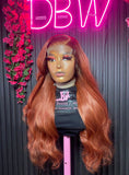 Wine Red Curly Body Wave Lace Front Wig – Human Hair Blend