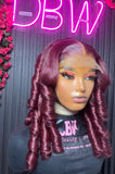 Luxury Burgundy Curly Wig – Full Volume (Human Hair Blend)