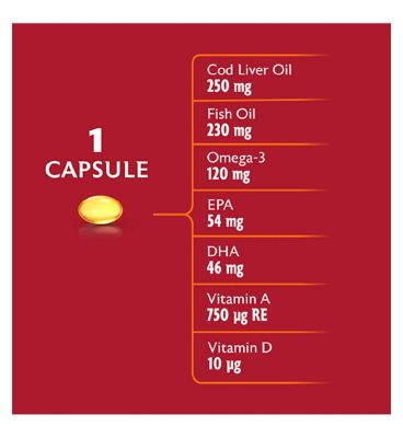 Seven Seas Cod Liver Oil One-A-Day Omega-3 Fish Oil & Vitamin D 120 Capsules