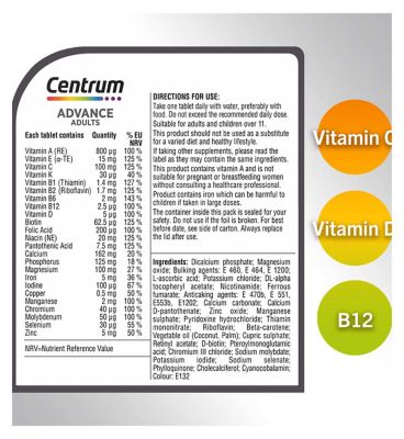 Centrum Advance Multivitamins & Minerals, 100 Tablets