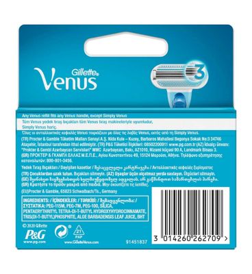 Gillette Venus Razor Blades, Smooth 3 Blade Women’s Razor Blades X4<br/>