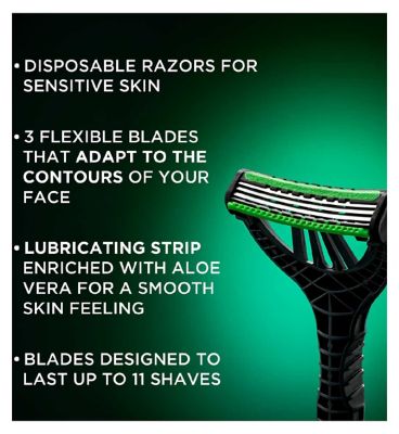 Wilkinson Sword Xtreme 3 Sensitive Men's Disposable Razors x 8, Men's razor for Sensitive Skin