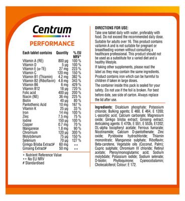 Centrum Performance Multivitamins & Minerals, 30 Tablets
