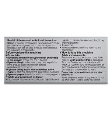 Boots Ibuprofen Liquid Capsules  200mg -16 Capsules