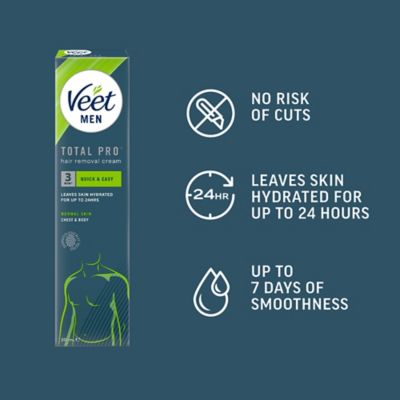 Veet Men Total Pro Hair Removal Cream Chest & Body Normal Skin - 200ml